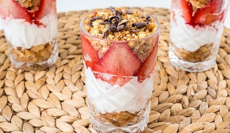 Strawberry Glass Dessert With Cream